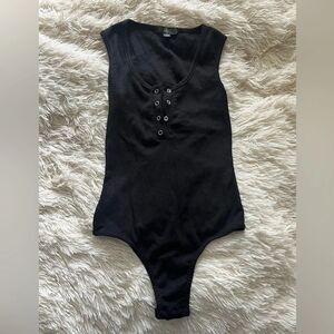 MISSGUIDED Black Ribbed Bodysuit